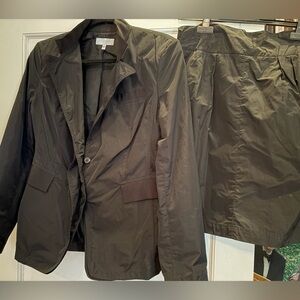 STRENESSE Black silk parachute suit, blazer and skirt